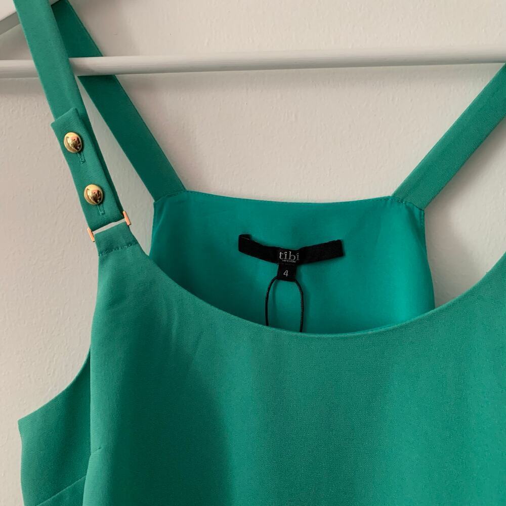 Tibi Green Scoop Neck Tank Top Size 4 - Picture 2 of 4